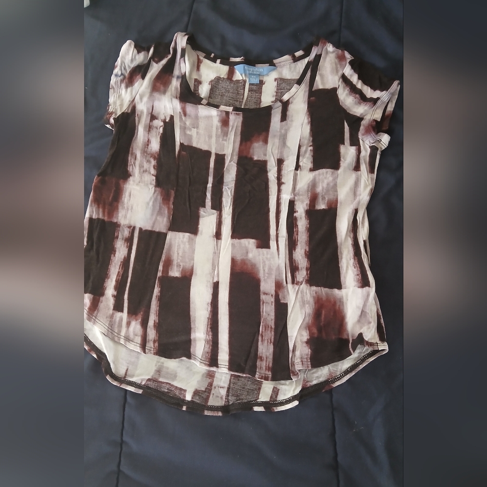 Simply Vera , Vera Wang Geometric Black and Cream Blouse